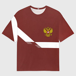 Мужская футболка оверсайз Россия спорт геометрия