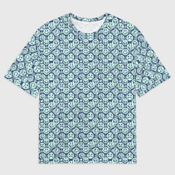 Футболка оверсайз мужская Улыбающийся смайл с короной паттерны, цвет: 3D-принт