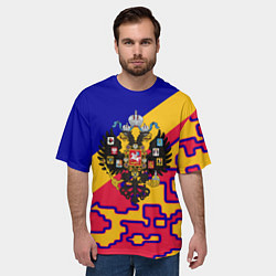Футболка оверсайз мужская Герб империи и крупный красный пиксельный камуфляж, цвет: 3D-принт — фото 2
