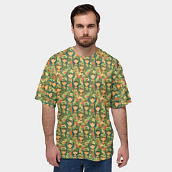 Футболка оверсайз мужская Камуфляжный узор с девушками в военной форме, цвет: 3D-принт — фото 2