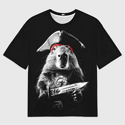 Футболка оверсайз мужская Капибара с пиратским ножом, цвет: 3D-принт