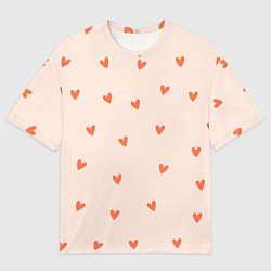 Мужская футболка оверсайз Разбросанные сердца - паттерн