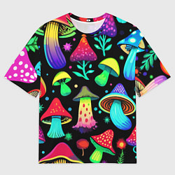 Мужская футболка оверсайз Биолюминесцентные кислотные грибы