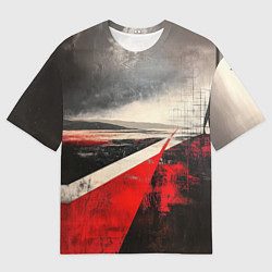 Футболка оверсайз мужская Футуристичный пейзаж в ретро стиле, цвет: 3D-принт