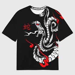 Футболка оверсайз мужская Иллюстрация змеи в японском стиле, цвет: 3D-принт