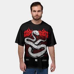 Футболка оверсайз мужская Змея в стиле киберпанка, цвет: 3D-принт — фото 2