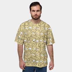 Футболка оверсайз мужская Дудл человечки носатые - паттерн, цвет: 3D-принт — фото 2