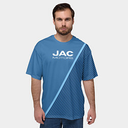 Футболка оверсайз мужская Jac motors сине-голубой с полосой, цвет: 3D-принт — фото 2