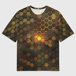 Мужская футболка оверсайз Светящиеся коричневый соты - тепловая энергия