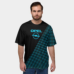 Футболка оверсайз мужская Opel чёрно-голубой шахматка, цвет: 3D-принт — фото 2
