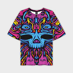 Мужская футболка оверсайз Skull tatoo steel