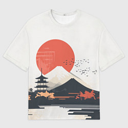 Футболка оверсайз мужская Японский осенний пейзаж, цвет: 3D-принт
