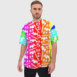 Футболка оверсайз мужская Marshmello rainbow, цвет: 3D-принт — фото 2