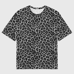 Мужская футболка оверсайз Серо-черный узор леопардовой шкуры