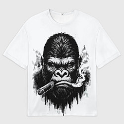 Футболка оверсайз мужская Горилла с сигарой, цвет: 3D-принт