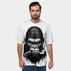 Футболка оверсайз мужская Горилла с сигарой, цвет: 3D-принт — фото 2