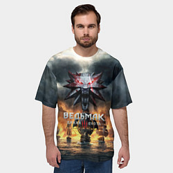Футболка оверсайз мужская Ведьмак корабли лого, цвет: 3D-принт — фото 2