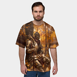 Футболка оверсайз мужская Рыцарь в осеннем лесу, цвет: 3D-принт — фото 2