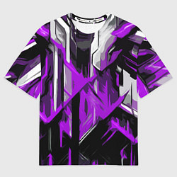Футболка оверсайз мужская White and purple abstraction on a black background, цвет: 3D-принт