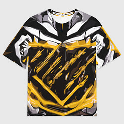 Футболка оверсайз мужская Yellow and white abstraction on a black background, цвет: 3D-принт