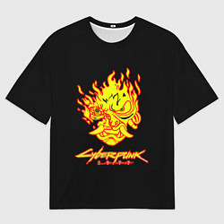 Футболка оверсайз мужская Cyberpunk 2077 fire logo, цвет: 3D-принт