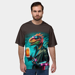 Футболка оверсайз мужская Чувак пивозавр - киберпанк фантазия, цвет: 3D-принт — фото 2