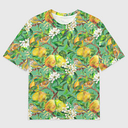 Мужская футболка оверсайз Груши и птицы