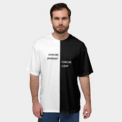Футболка оверсайз мужская Надпись: Chasing shadows finding light, цвет: 3D-принт — фото 2