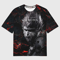 Футболка оверсайз мужская Black myth wukong black and white, цвет: 3D-принт