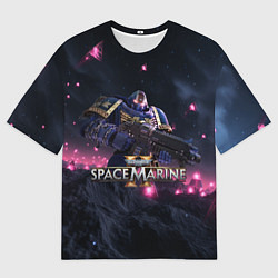 Футболка оверсайз мужская Темный ультрамарин Warhammer 40000 space marine 2, цвет: 3D-принт