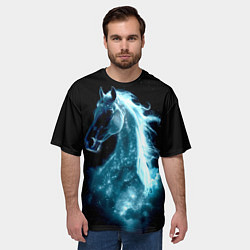 Футболка оверсайз мужская Звездный космический конь, цвет: 3D-принт — фото 2