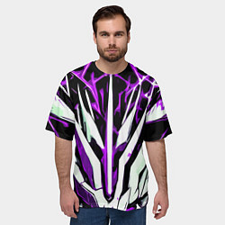 Футболка оверсайз мужская Чёрный фон, фиолетово-белая абстракция, цвет: 3D-принт — фото 2