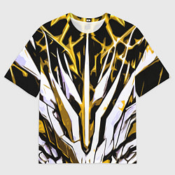 Мужская футболка оверсайз Чёрный фон, жёлто-белая абстракция