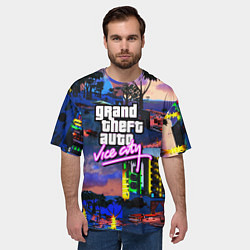 Футболка оверсайз мужская GTA vice city коллаж, цвет: 3D-принт — фото 2