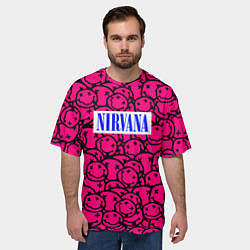 Футболка оверсайз мужская Nirvana pink logo, цвет: 3D-принт — фото 2