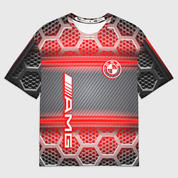 Футболка оверсайз мужская BMW текстура мотор, цвет: 3D-принт