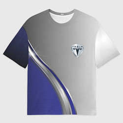 Мужская футболка оверсайз Tesla abstraction auto