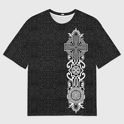 Футболка оверсайз мужская Славянский вертикальный орнамент в узоре, цвет: 3D-принт