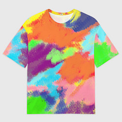 Мужская футболка оверсайз Яркие пятна мелками - текстура
