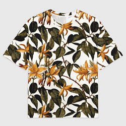 Футболка оверсайз мужская Желтые ретро цветы, цвет: 3D-принт