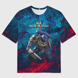 Футболка оверсайз мужская Warhammer 40000 space marine 2 ультрамарин, цвет: 3D-принт