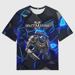 Футболка оверсайз мужская Warhammer 40000 space marine 2 ультрамарин, цвет: 3D-принт
