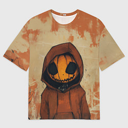 Футболка оверсайз мужская Тыквенный Джек в оранжевых тонах, цвет: 3D-принт