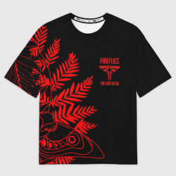 Мужская футболка оверсайз Последние из нас лого и узор красный