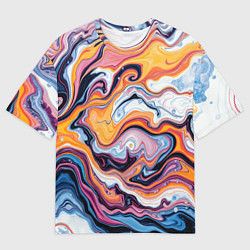 Мужская футболка оверсайз Жидкие разноцветные краски