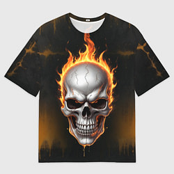 Мужская футболка оверсайз Череп в огне