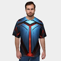 Футболка оверсайз мужская Разлом плит под углом с красным светом, цвет: 3D-принт — фото 2