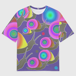 Мужская футболка оверсайз Разноцветные улитки - паттерн с градиентом