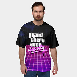 Футболка оверсайз мужская GTA retro wave, цвет: 3D-принт — фото 2