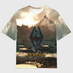 Футболка оверсайз мужская Skyrim logo природа, цвет: 3D-принт